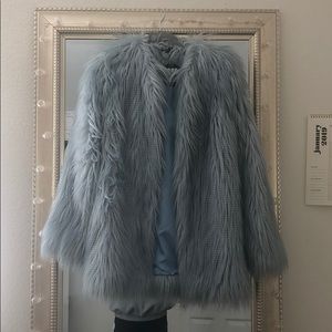New! Hand Made Blue Faux Fur Coat